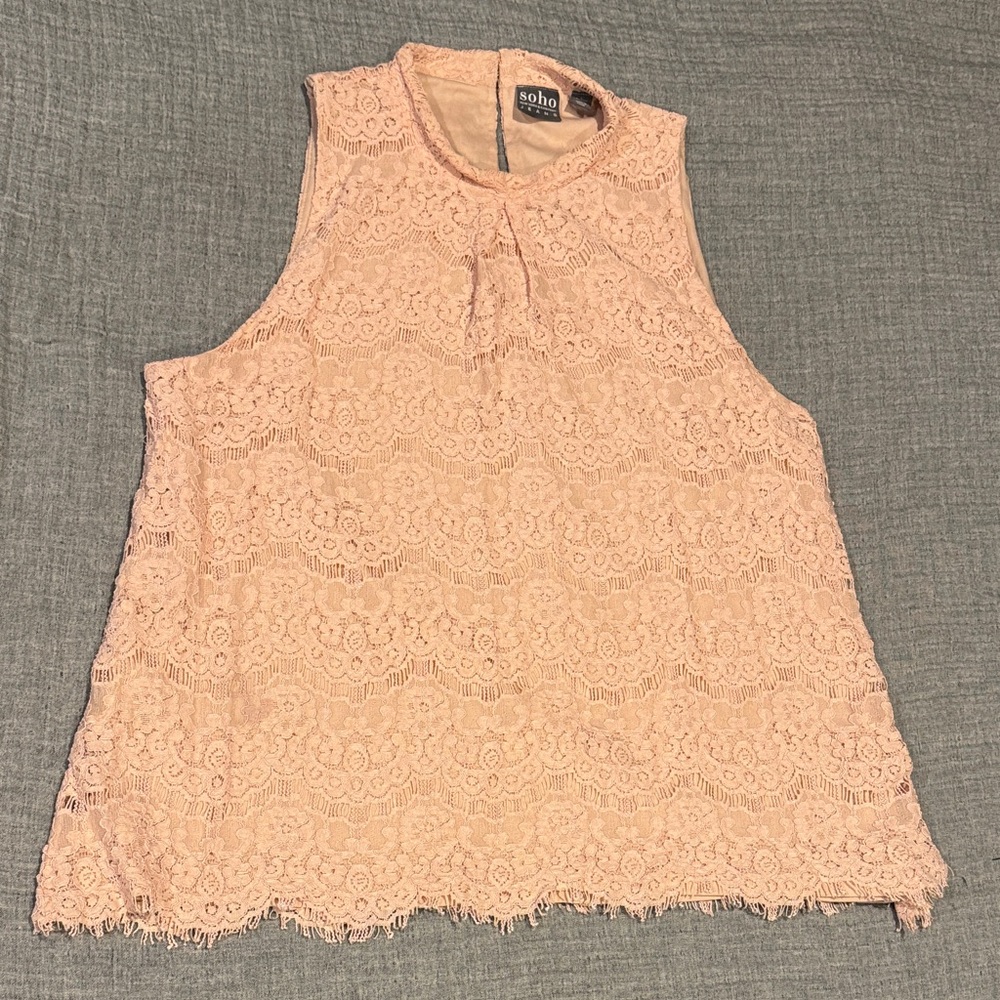 Soho Women's Blush Lace Sleeveless Blouse